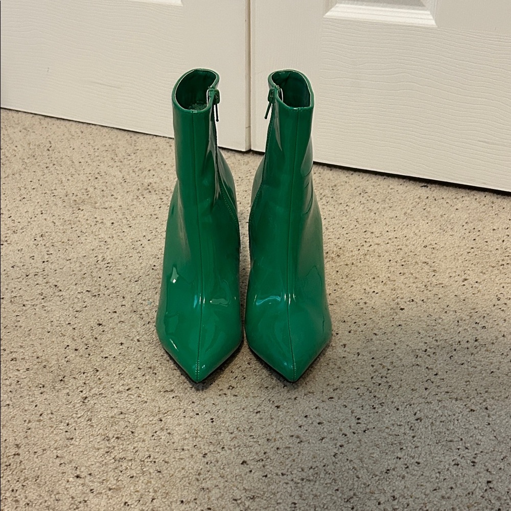 Allegra K Green Heeled Ankle Boots